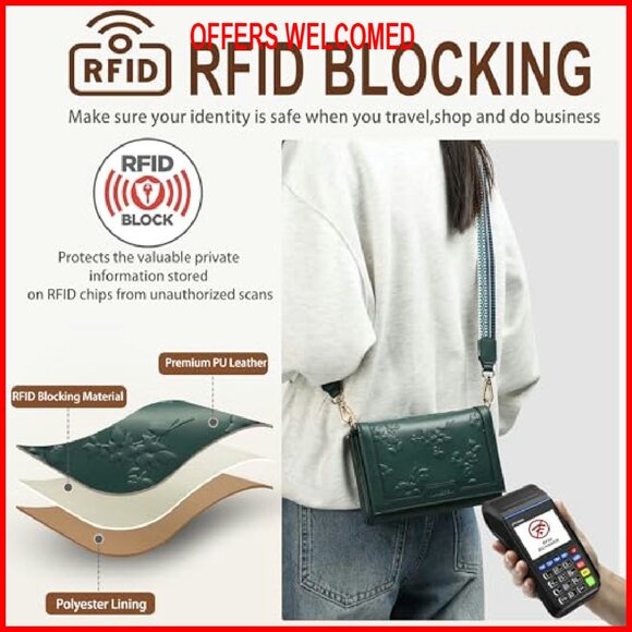 Small RFID Vegan Leather Crossbody Bag Phone Passport Wallet Purse - Picture 7 of 8